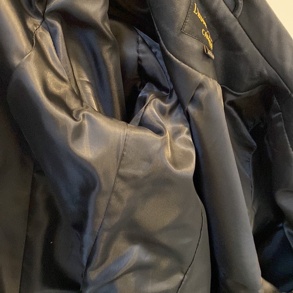 CANADIAN Leather Jacket Black Tailored EUC Sz 14 Large Leonardos Blazer Buttons - Picture 16 of 16